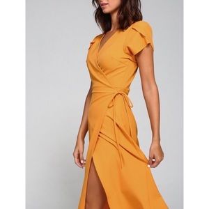 Mustard midi wrap dress